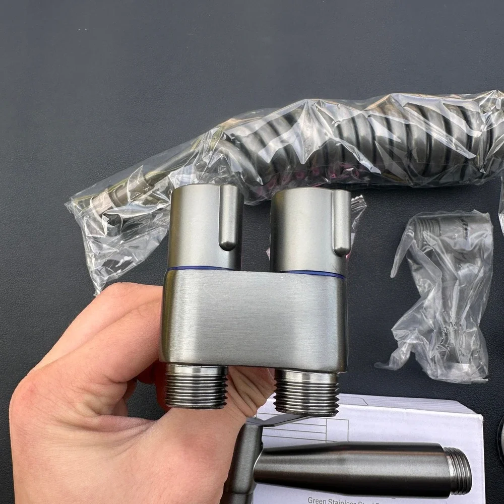 Handheld Bidet Sprayer Kit for Toilet, Stainless Steel Muslim Shattaf, T-Valve